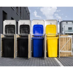 Cache-poubelle 4 Compartiments Müllbox En Bois Traité Naturel 4x240L – HIDE -Outdoor Soldes cache poubelle 4 compartiments mullbox en bois traite naturel 4x240l hide 4