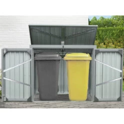 Cache-poubelle Double En Acier Pour Conteneurs 240L – Westmann -Outdoor Soldes cache poubelle double en acier pour conteneurs 240l westmann 2