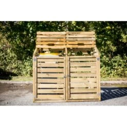 Cache Poubelle Double En Bois Massif Certifié Traité Autoclave