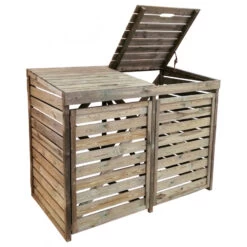 Outdoor Soldes -Outdoor Soldes cache poubelle double en bois massif traite autoclave new chester forest style 1