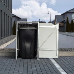 Cache-poubelle Müllbox En Aluminium Gris 240L – HIDE -Outdoor Soldes cache poubelle mullbox en aluminium gris 240l hide 4