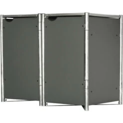 Cache-poubelle 2 Compartiments Müllbox En Aluminium Gris 2x140L – HIDE -Outdoor Soldes cache poubelle mullbox en aluminium gris 2x140l hide 2