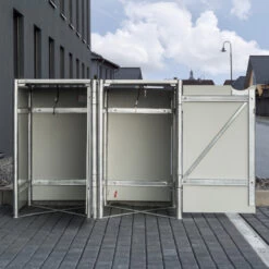 Cache-poubelle 2 Compartiments Müllbox En Aluminium Noir 2x140L – HIDE -Outdoor Soldes cache poubelle mullbox en aluminium noir 2x140l hide 3