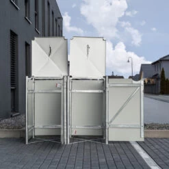 Cache-poubelle 2 Compartiments Müllbox En Aluminium Noir 2x140L – HIDE -Outdoor Soldes cache poubelle mullbox en aluminium noir 2x140l hide 4