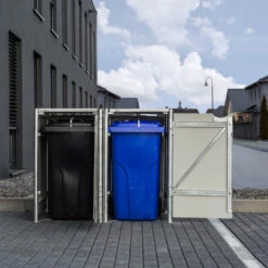 Cache-poubelle 2 Compartiments Müllbox En Aluminium Noir 2x140L – HIDE -Outdoor Soldes cache poubelle mullbox en aluminium noir 2x140l hide 5