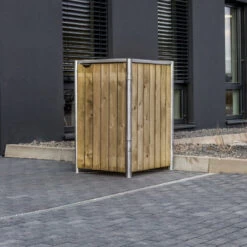Cache-poubelle Müllbox En Bois Traité Naturel 140L – HIDE -Outdoor Soldes cache poubelle mullbox en bois traite 2x140l hide 2