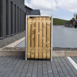 Cache-poubelle Müllbox En Bois Traité Naturel 140L – HIDE -Outdoor Soldes cache poubelle mullbox en bois traite 2x140l hide 3