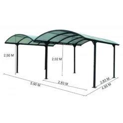 Carport 2 Voitures En Aluminium Et Polycarbonate 6mm ANTI-UV - Habrita -Outdoor Soldes carport 2 voitures en aluminium et polycarbonate 6mm anti uv 2