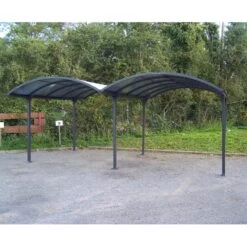 Carport 2 Voitures En Aluminium Et Polycarbonate 6mm ANTI-UV - Habrita -Outdoor Soldes carport 2 voitures en aluminium et polycarbonate 6mm anti uv 4