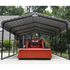 Carport à Toit En Acier Galvanisé 22,57m² Couleur Anthracite – Shelter Logic -Outdoor Soldes carport 2257m a toit en acier galvanise couleur anthracite shelter logic 4