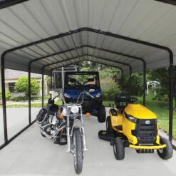 Carport à Toit En Acier Galvanisé 22,57m² Couleur Anthracite – Shelter Logic -Outdoor Soldes carport 2257m a toit en acier galvanise couleur anthracite shelter logic 5