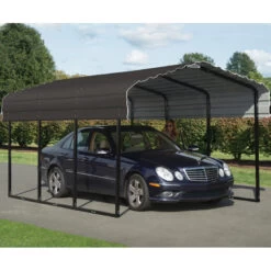 Carport à Toit En Acier Galvanisé 13,8m² Couleur Anthracite – Shelter Logic -Outdoor Soldes carport a toit en acier galvanise 138m couleur anthracite shelter logic 2