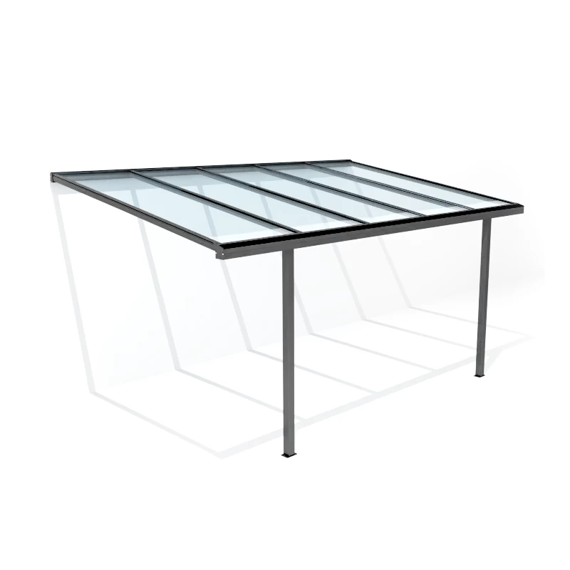 Carport Adossé 300x500cm En Aluminium Gris Anthracite H260cm Avec 2 Poteaux MARBELLA - GardenGate 1 Carport Adossé 300x500cm En Aluminium Gris Anthracite H260cm Avec 2 Poteaux MARBELLA - GardenGate