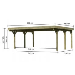 Carport Double En Bois Autoclave 28,3m² Et Toit En Acier – KARIBU 8 Carport Double En Bois Autoclave 28,3m² Et Toit En Acier – KARIBU -Outdoor Soldes carport double en bois autoclave 283m et toit en acier karibu 2