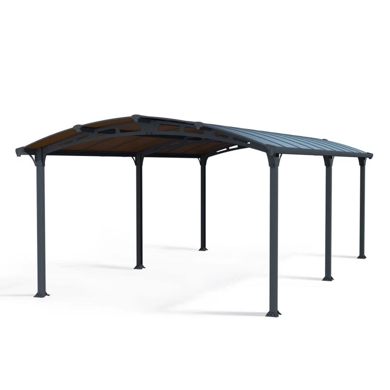 Carport En Alu Gris Et Polycarbonate 1 Voiture 23,3m² Arcadia™ 6400 – Canopia 2 Carport En Alu Gris Et Polycarbonate 1 Voiture 23,3m² Arcadia™ 6400 – Canopia – Image 2