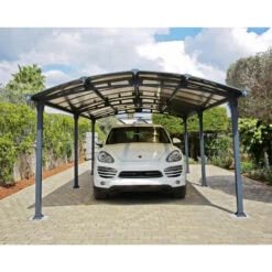 Carport En Alu Gris Et Polycarbonate 1 Voiture 23,3m² Arcadia™ 6400 – Canopia