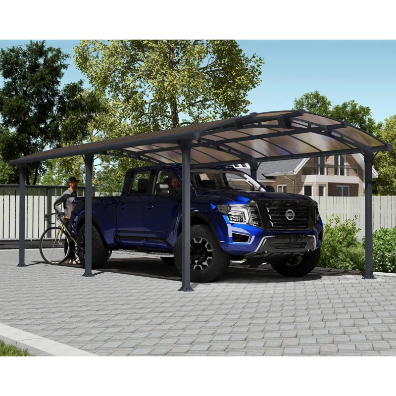 Carport En Alu Gris Et Polycarbonate 1 Voiture 23,3m² Arcadia™ 6400 – Canopia 5 Carport En Alu Gris Et Polycarbonate 1 Voiture 23,3m² Arcadia™ 6400 – Canopia – Image 5