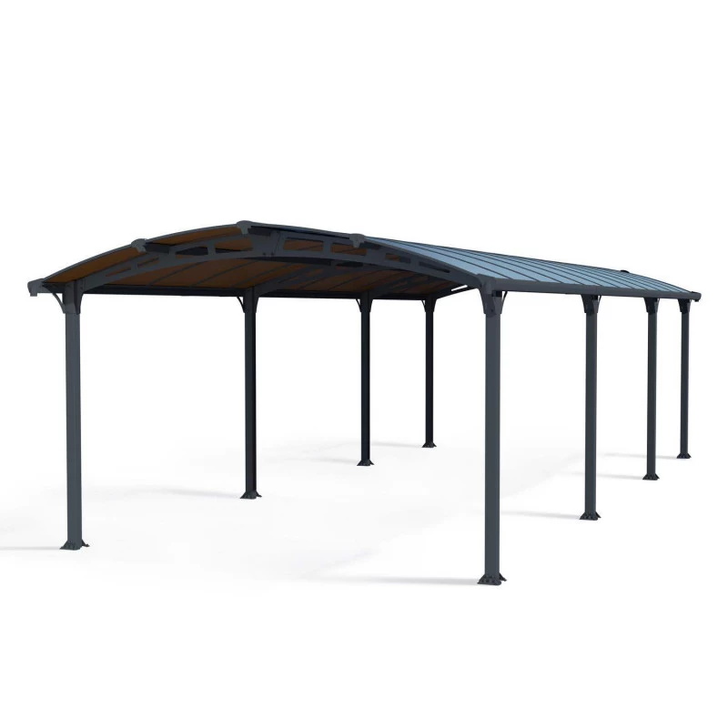 Carport En Alu Gris Et Polycarbonate 31m² Arcadia™ 8500 – Canopia 2 Carport En Alu Gris Et Polycarbonate 31m² Arcadia™ 8500 – Canopia – Image 2