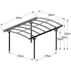 Carport En Aluminium Anthracite 3x4,34m Et Polycarbonate 6mm X-METAL -Outdoor Soldes carport en aluminium anthracite 3x434m et polycarbonate 6mm x metal 5