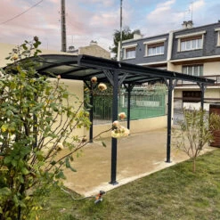 Carport En Aluminium Anthracite 3x5,05m Et Polycarbonate 6mm X-METAL -Outdoor Soldes carport en aluminium anthracite 3x505m et polycarbonate 6mm x metal 2