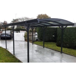 Carport En Aluminium Anthracite 3x5,05m Et Polycarbonate 6mm X-METAL -Outdoor Soldes carport en aluminium anthracite 3x505m et polycarbonate 6mm x metal 4