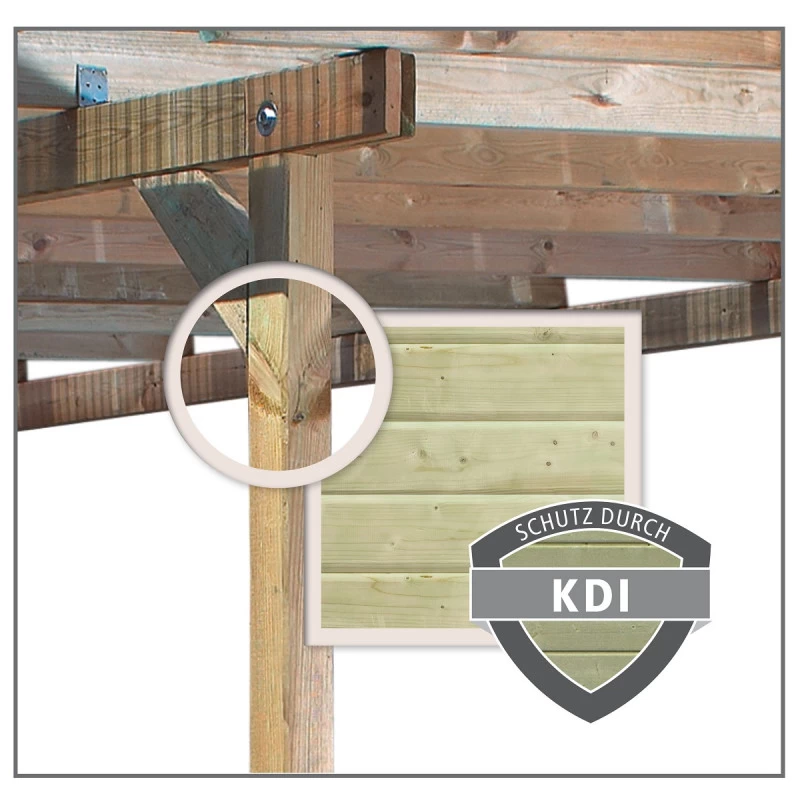 Carport En Bois Autoclave 20,9m², Toit En Acier Et Deux Poteaux En Arc – KARIBU 3 Carport En Bois Autoclave 20,9m², Toit En Acier Et Deux Poteaux En Arc – KARIBU – Image 3