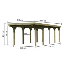 Carport En Bois Autoclave 26,9m² Et Toit En Acier – KARIBU -Outdoor Soldes carport en bois autoclave 269m et toit en acier karibu 2