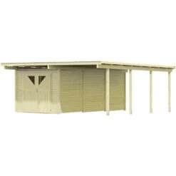 Carport En Bois Autoclave 30,35m² Avec Débarras 14,4m² - Karibu 10 Carport En Bois Autoclave 30,35m² Avec Débarras 14,4m² - Karibu -Outdoor Soldes carport en bois autoclave 3035m avec debarras 144m karibu 4