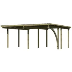 Carport En Pin Autoclave Avec Toit PVC 27,58m² + 1 Arc D'entrée Karibu -Outdoor Soldes carport en pin autoclave avec toit pvc 2758m 1 arc d entree karibu 2