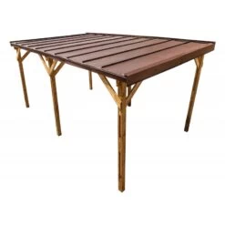 Carport Monopente En Bois 15,6m² Traité Marron - Gardy Shelter