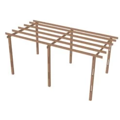 Carport Monopente En Bois 15,6m² Traité Marron - Gardy Shelter -Outdoor Soldes carport monopente en bois 156m traite marron gardy shelter 4