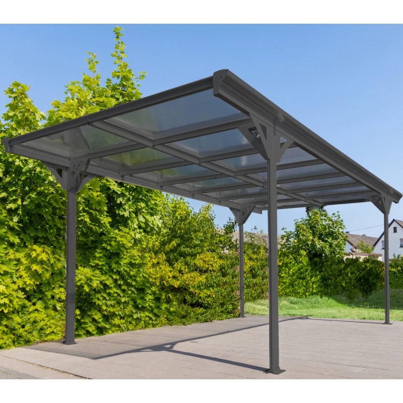 Carport Monopente HELSINKI En Aluminium Anthracite Et Polycarbonate 503x305cm - Westmann 2 Carport Monopente HELSINKI En Aluminium Anthracite Et Polycarbonate 503x305cm - Westmann – Image 2