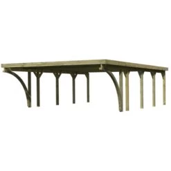 Carport Pin Autoclave 40,2m² Classic Double 2 + Toit Acier + 2 Arcs Karibu -Outdoor Soldes carport pin autoclave 402m classic double 2 toit acier 2 arcs karibu 5