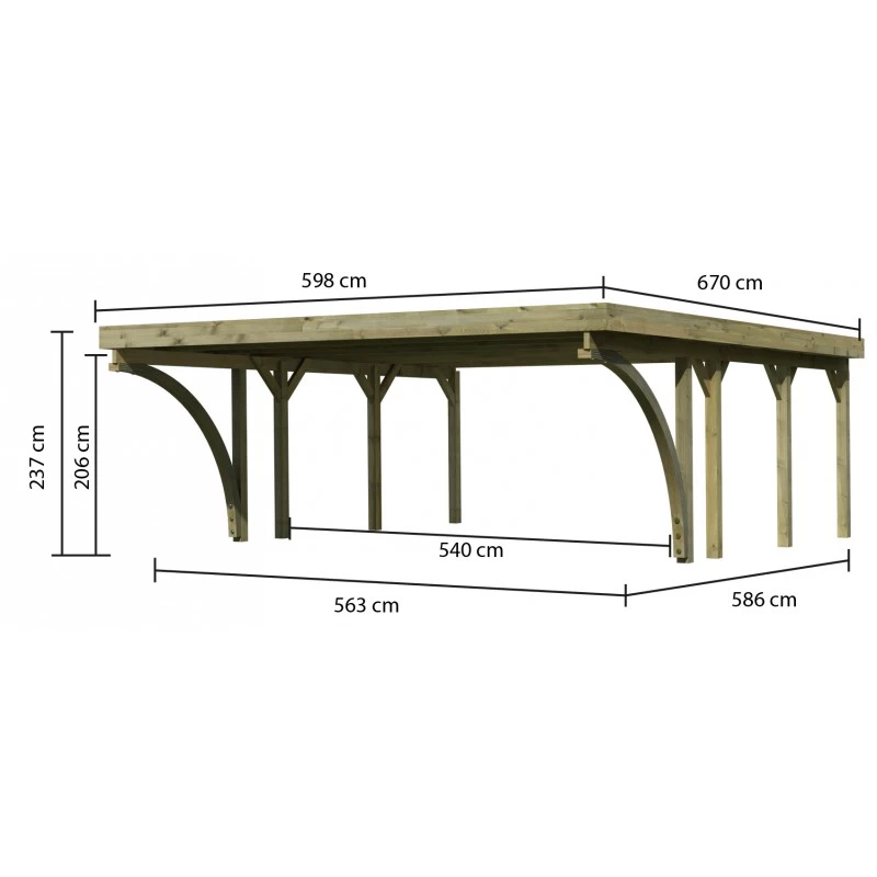 Carport Pin Autoclave 40,2m² Classic Double 2 + Toit PVC + 2 Arcs Karibu 2 Carport Pin Autoclave 40,2m² Classic Double 2 + Toit PVC + 2 Arcs Karibu – Image 2