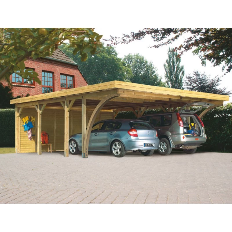 Carport Pin Autoclave 40,2m² Classic Double 2 + Toit PVC + 2 Arcs Karibu 1 Carport Pin Autoclave 40,2m² Classic Double 2 + Toit PVC + 2 Arcs Karibu