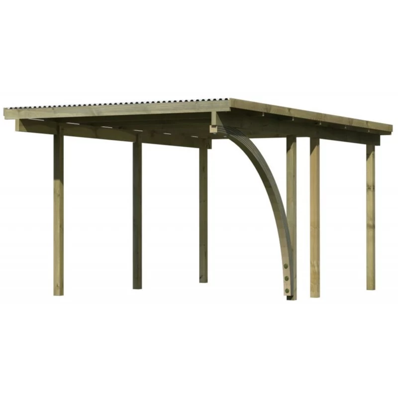 Carport Simple En Bois Autoclave Avec Toit PVC Et 1 Arc D'entrée 14,9m² - 304x490cm - Karibu 3 Carport Simple En Bois Autoclave Avec Toit PVC Et 1 Arc D'entrée 14,9m² - 304x490cm - Karibu – Image 3