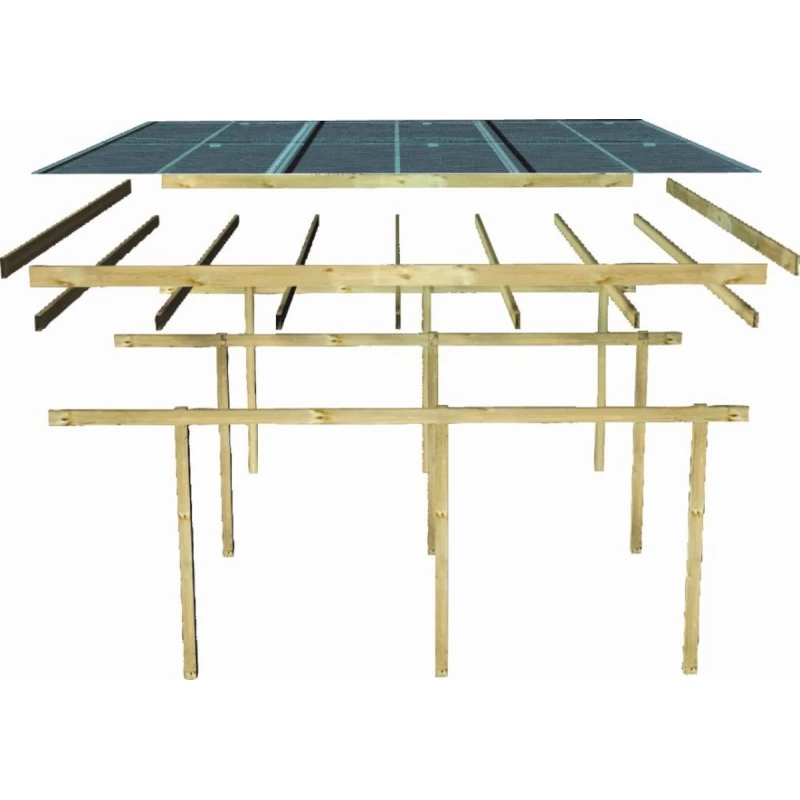 Carport Simple En Bois Autoclave Avec Toit PVC Et 1 Arc D'entrée 14,9m² - 304x490cm - Karibu 4 Carport Simple En Bois Autoclave Avec Toit PVC Et 1 Arc D'entrée 14,9m² - 304x490cm - Karibu – Image 4