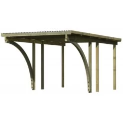 Carport Simple En Bois Autoclave Avec Toit PVC Et 2 Arcs D'entrée 14,9m² - 304x490cm - Karibu -Outdoor Soldes carport simple en bois autoclave avec toit pvc et 2 arcs d entree 149m 304x490cm karibu 3