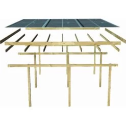Carport Simple En Bois Autoclave Avec Toit PVC Et 2 Arcs D'entrée 14,9m² - 304x490cm - Karibu -Outdoor Soldes carport simple en bois autoclave avec toit pvc et 2 arcs d entree 149m 304x490cm karibu 4