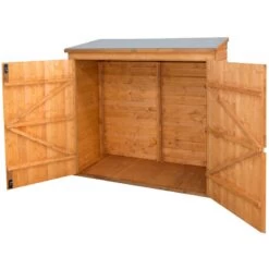 Outdoor Soldes -Outdoor Soldes coffre abri multifonctions en bois massif traite teinte miel 2000l rowlinson 1