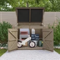 Coffre De Jardin En Bois Traité 20mm 1200L GENIO Noir - Gardy Shelter -Outdoor Soldes coffre de jardin en bois traite 20mm 1200l genio noir gardy shelter 4