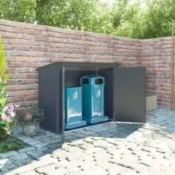 Coffre De Jardin En Résine - Cache Poubelles Anthracite 1,79m² JOBU