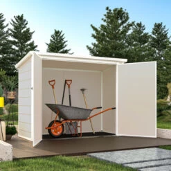 Coffre De Jardin En Résine - Cache Poubelles Beige 1,79m² JOBU