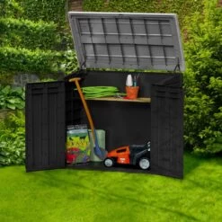 Coffre De Jardin Multifonctions En Résine 1200L Toit Plat Noir - Keter -Outdoor Soldes coffre de jardin multifonctions en resine 1200l toit plat keter 2