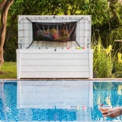Coffre De Piscine En Résine Blanc 455L Pool Box – Keter -Outdoor Soldes coffre de piscine en resine blanc 455l pool box keter 2