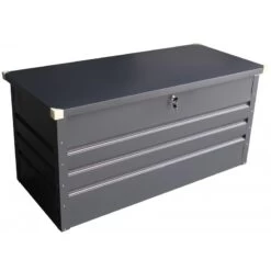 Coffre De Rangement En Métal Anthracite 400L Avec Plancher X-METAL 8 Coffre De Rangement En Métal Anthracite 400L Avec Plancher X-METAL -Outdoor Soldes coffre de rangement en metal anthracite 430l avec plancher x metal 2
