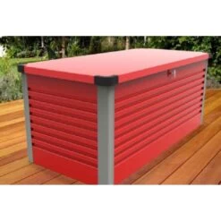 Coffre De Rangement En Métal Rouge 750L Patio Box 1,06m² TRIMETALS -Outdoor Soldes coffre de rangement en metal rouge 750l patio box 106m trimetals 5