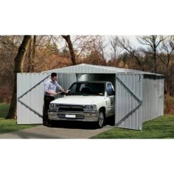 Garage 13,50m² En Acier Galvanisé Finition Zincalume Gris Melton - Absco -Outdoor Soldes garage 1350m en metal melton finition zincalume absco 3