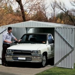 Garage 13,50m² En Acier Galvanisé Finition Zincalume Gris Melton - Absco -Outdoor Soldes garage 1350m en metal melton finition zincalume absco 4