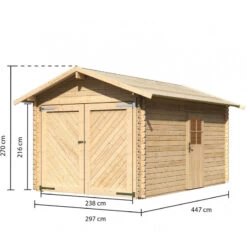 Garage En Bois Certifié 13,28m² – Madriers 28mm - Karibu -Outdoor Soldes garage en bois certifie 1328m madriers 28mm karibu 2